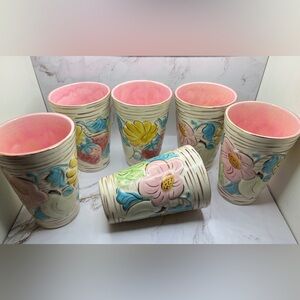 Vintage Doris Floral Ceramic Drinkware Tumbler Set of 6